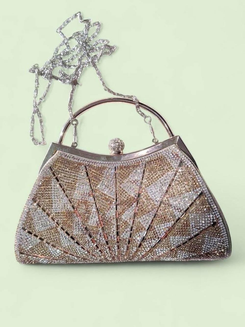 Vintage Gold and Silver Crystal Evening Clutch - Picture 4 of 6